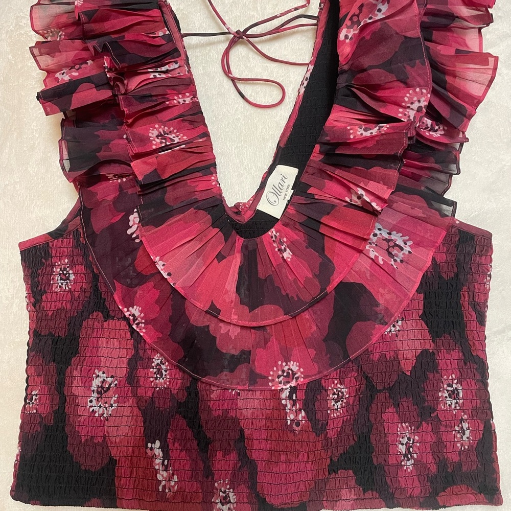 Pink Floral Ruffle Top